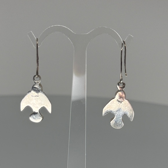 Navajo Silver and Red Stone Drop Earrings - Picture 3 of 4